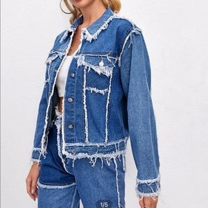Unique raw hem denim jacket jeans NWOT XS lightweight jeans sold out